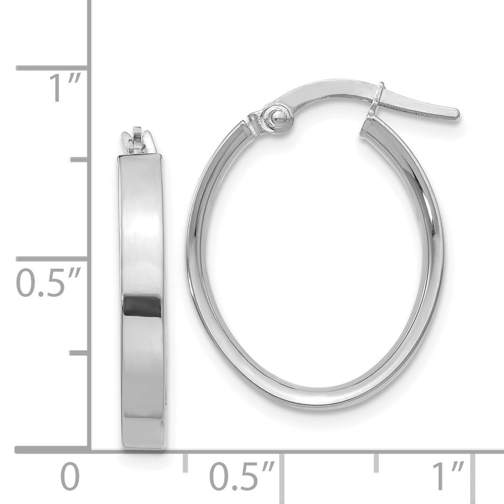 14k White Gold 3 mm  Oval Hoop Earrings (1.69 grams)