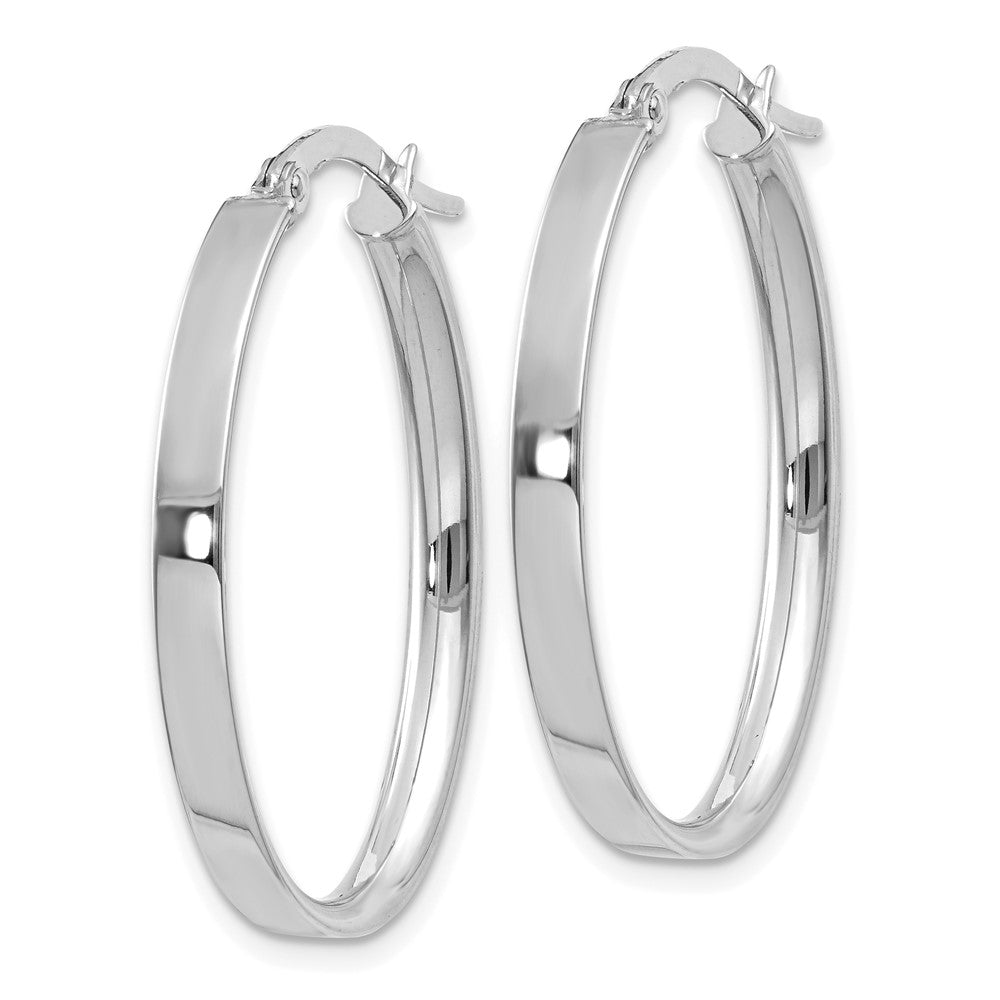 14k White Gold 22 mm Oval Hoop Earrings