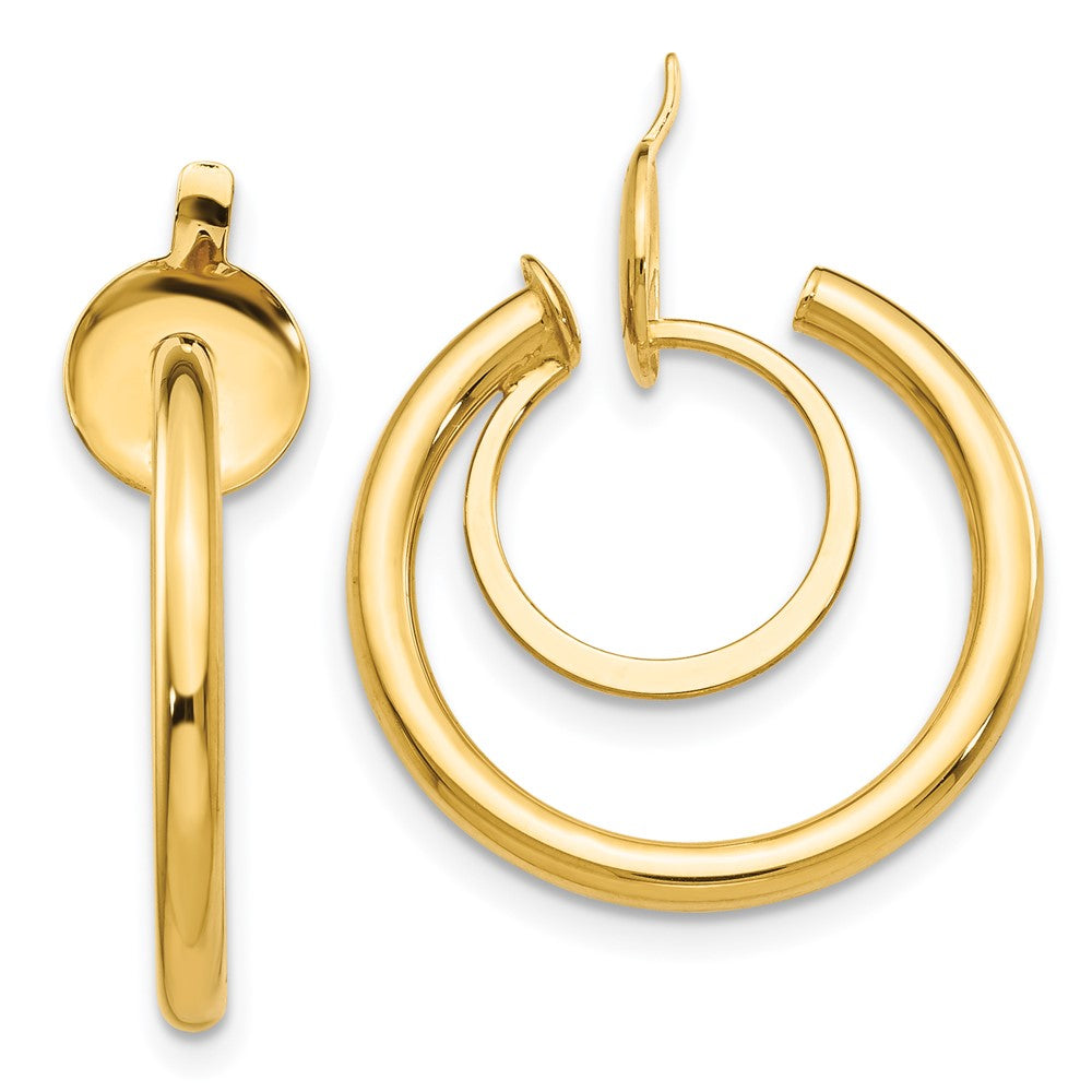 14k Yellow Gold 2 mm Non-pierced Hoop Earrings