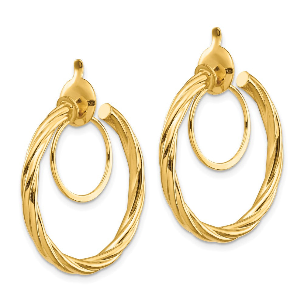 14k Yellow Gold 2.25 mm Twisted Non-pierced Hoop Earrings