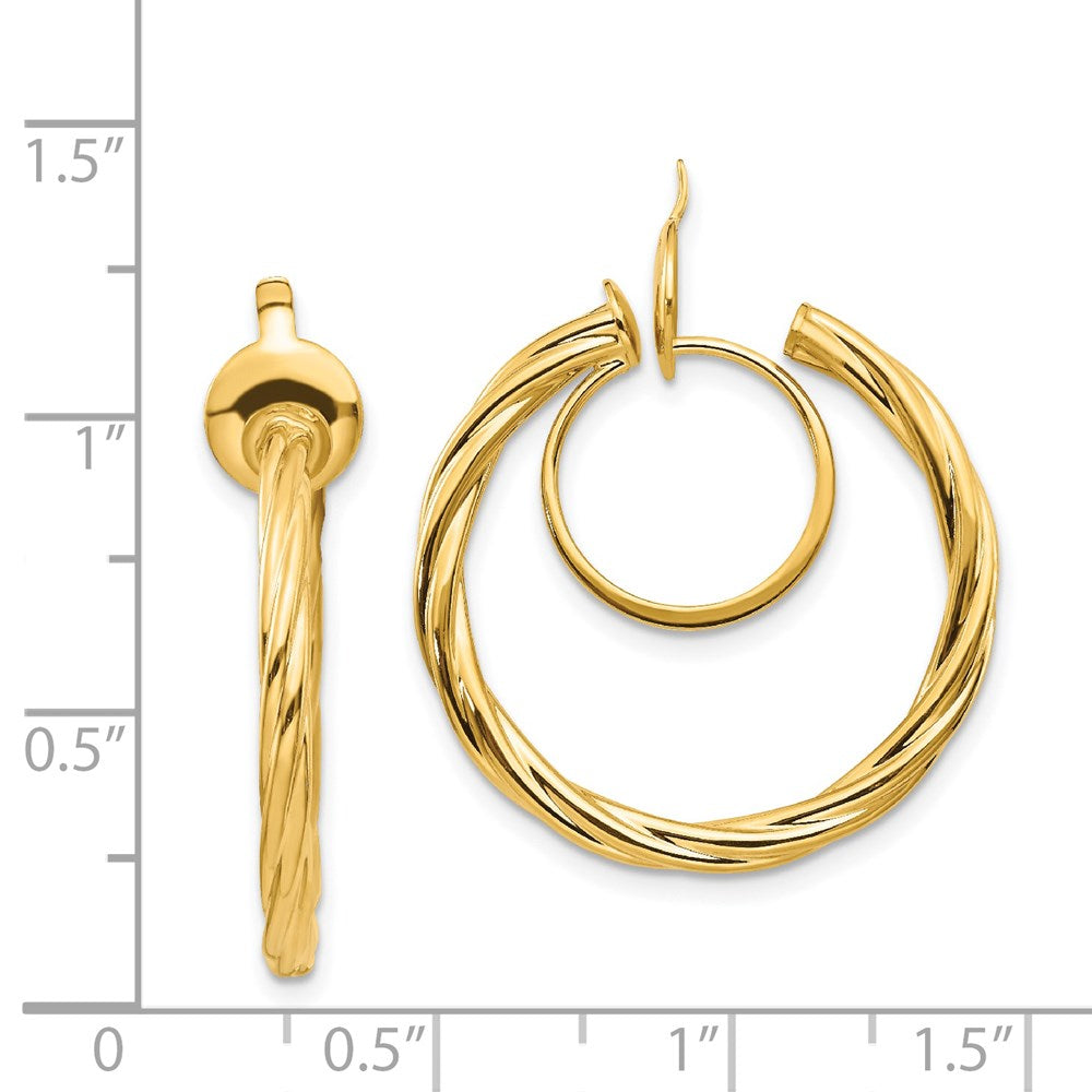 14k Yellow Gold 2.25 mm Twisted Non-pierced Hoop Earrings (1.99 grams)