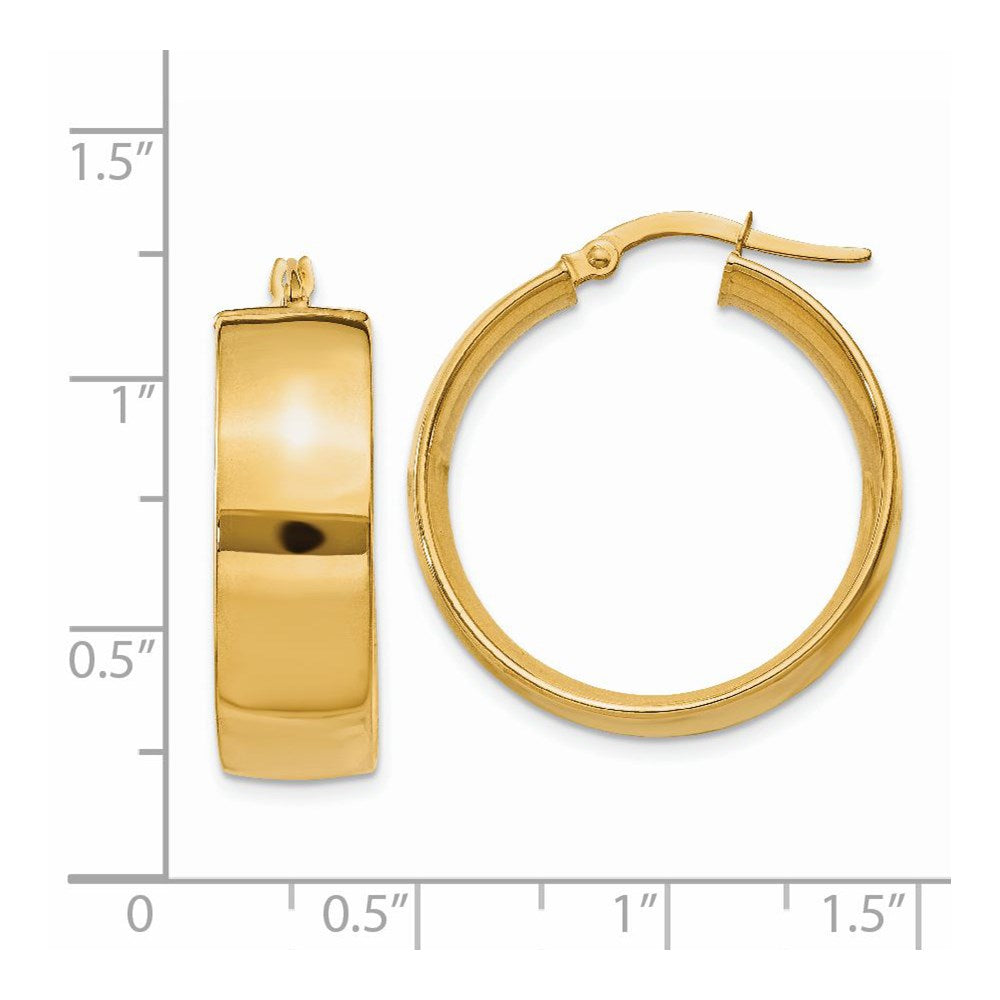 14k Yellow Gold 6.75 mm Polished Large Hoop Earrings (3.6 grams)