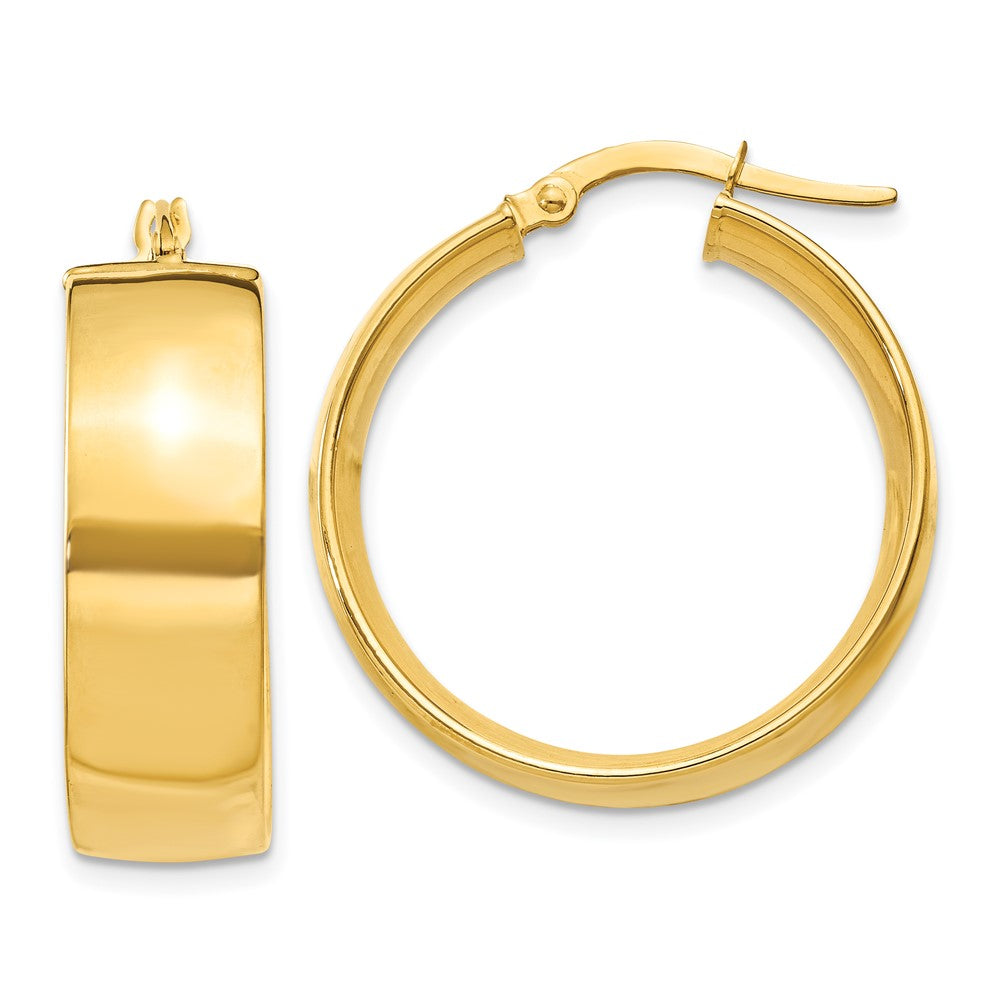 14k Yellow Gold 6.75 mm Polished Large Hoop Earrings (3.6 grams)