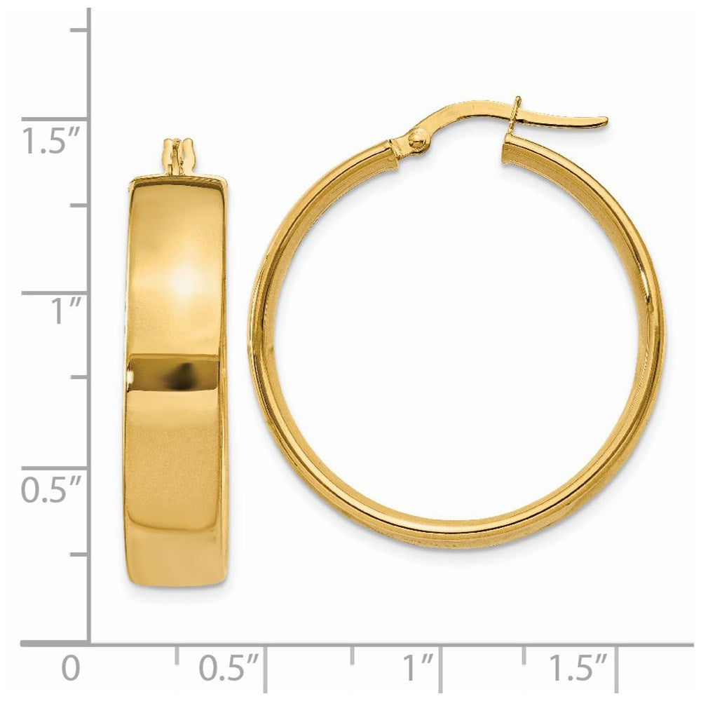 14k Yellow Gold 6.75 mm Hoop Earrings (4.34 grams)