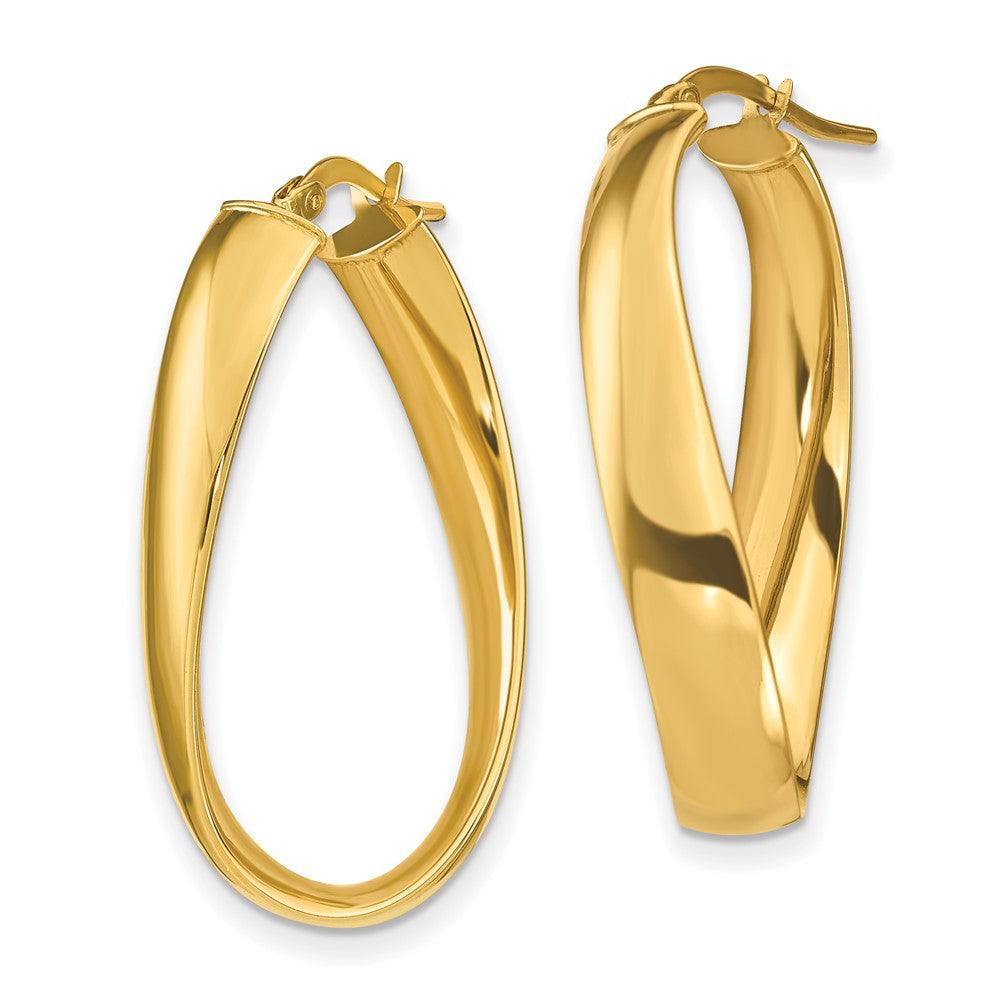 14k Yellow Gold 6 mm Oval Hoop Earrings