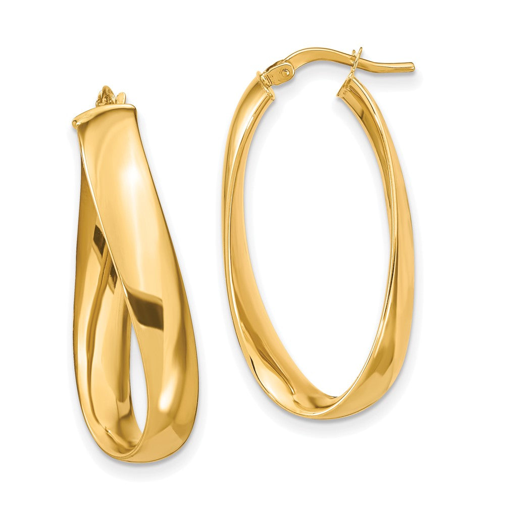 14k Yellow Gold 6 mm Oval Hoop Earrings