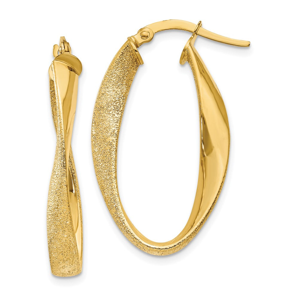 14k Yellow Gold 4 mm 1ky Oval Twist Hoop Earrings