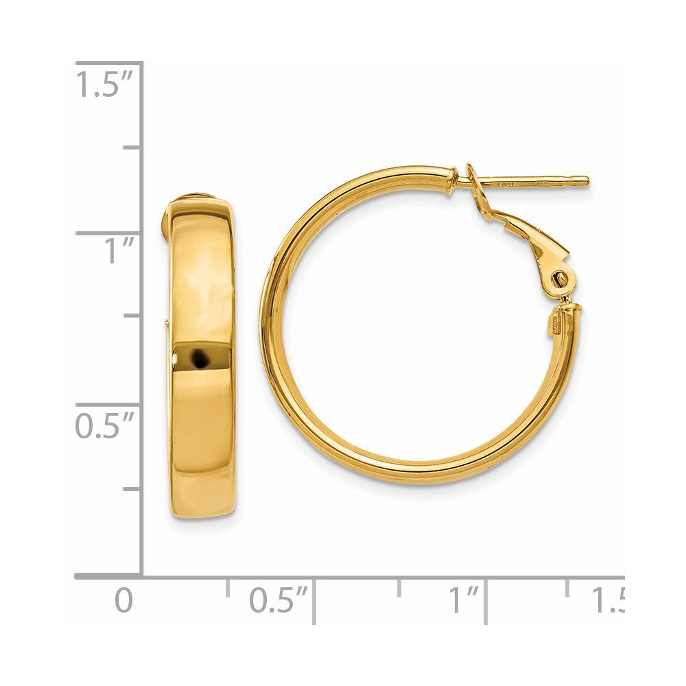 14k Yellow Gold 24.25 mm Omega Back Hoop Earrings