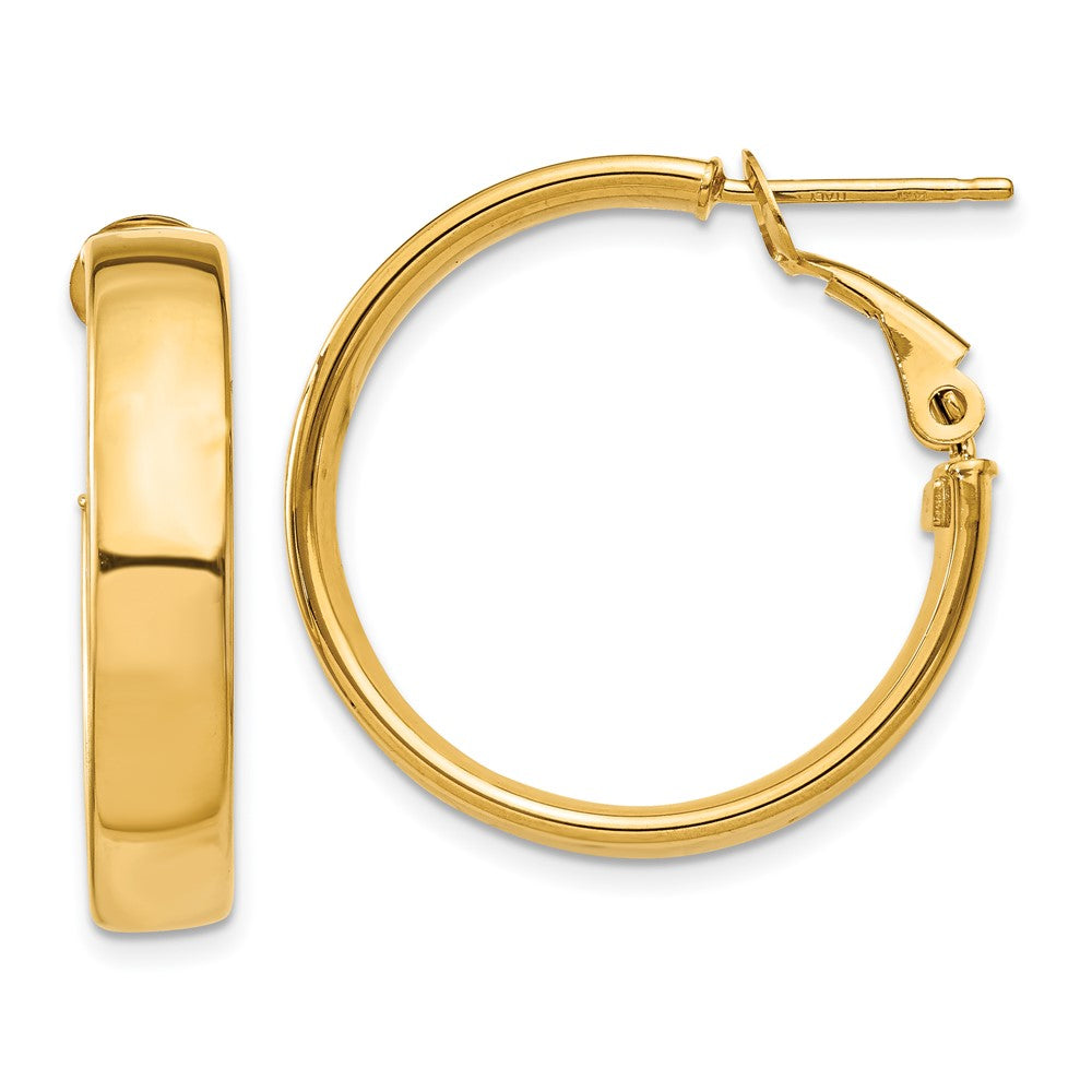 14k Yellow Gold 24.25 mm Omega Back Hoop Earrings