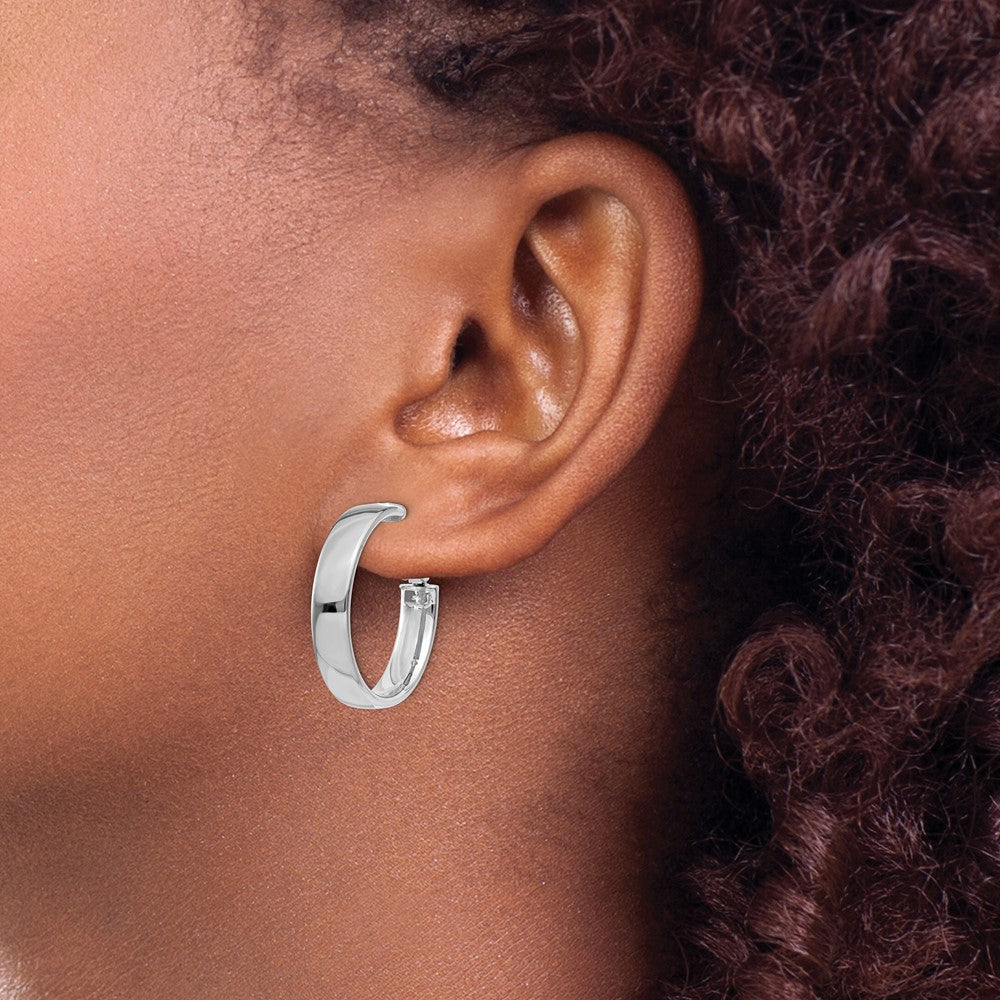 14k White Gold 24.25 mm  Omega Back Hoop Earrings