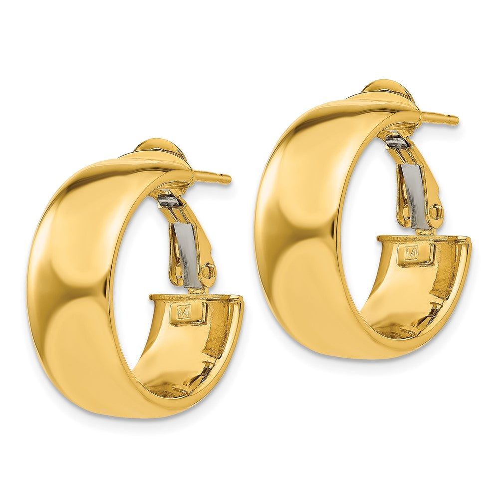 14k Yellow Gold 19.75 mm Small Omega Back Hoop Earrings