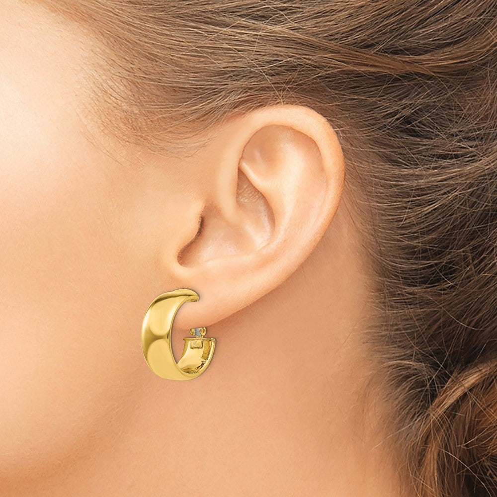 14k Yellow Gold 19.75 mm Small Omega Back Hoop Earrings