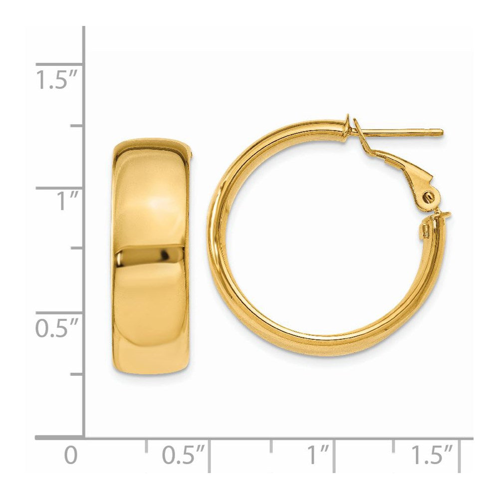 14k Yellow Gold 24.75 mm Omega Back Hoop Earrings (5.48 grams)
