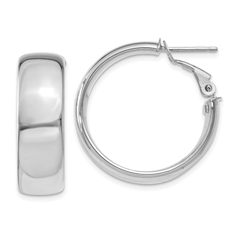 14k White Gold 24.75 mm Omega Back Hoop Earrings (5.72 grams)