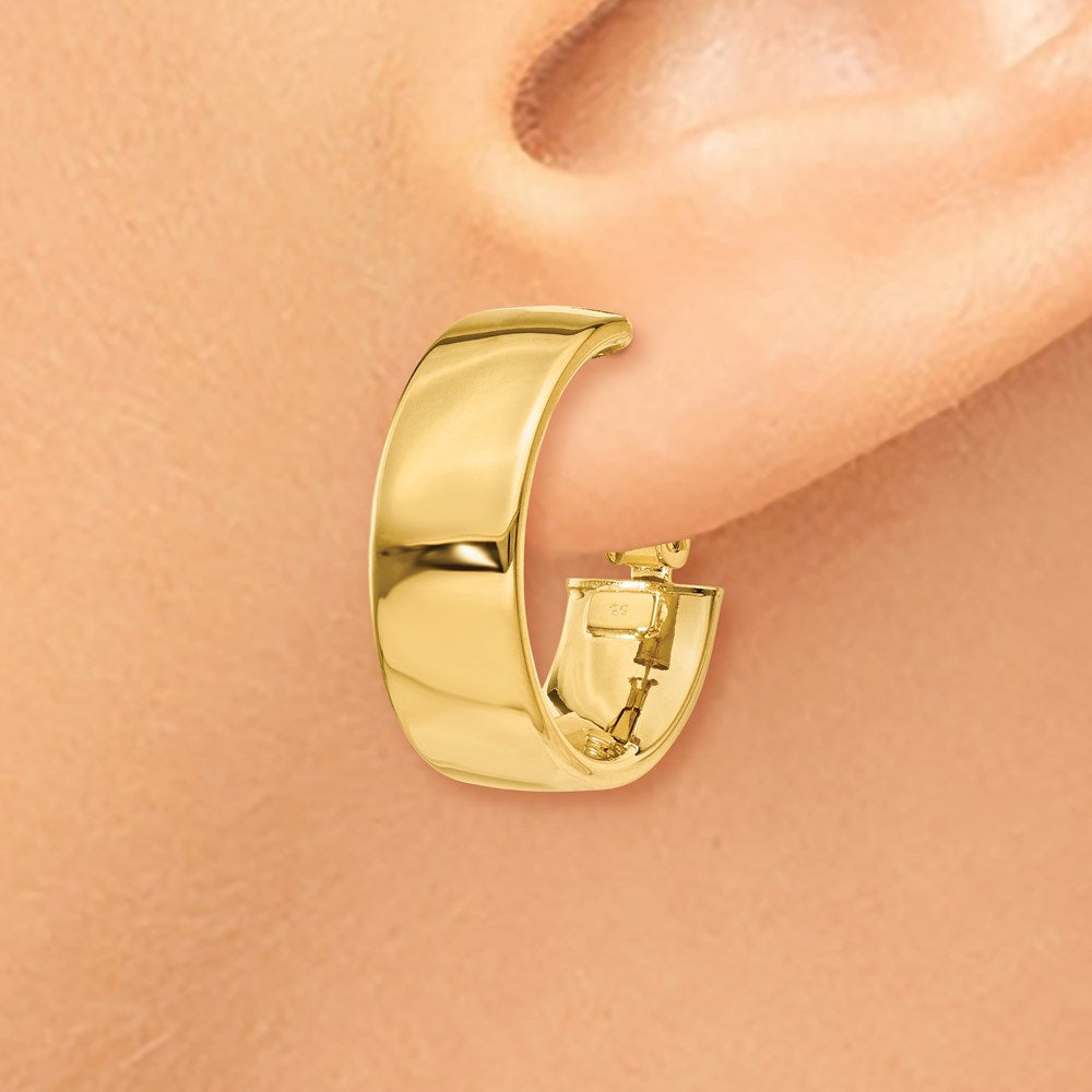 14k Yellow Gold 19.5 mm Omega Back Hoop Earrings