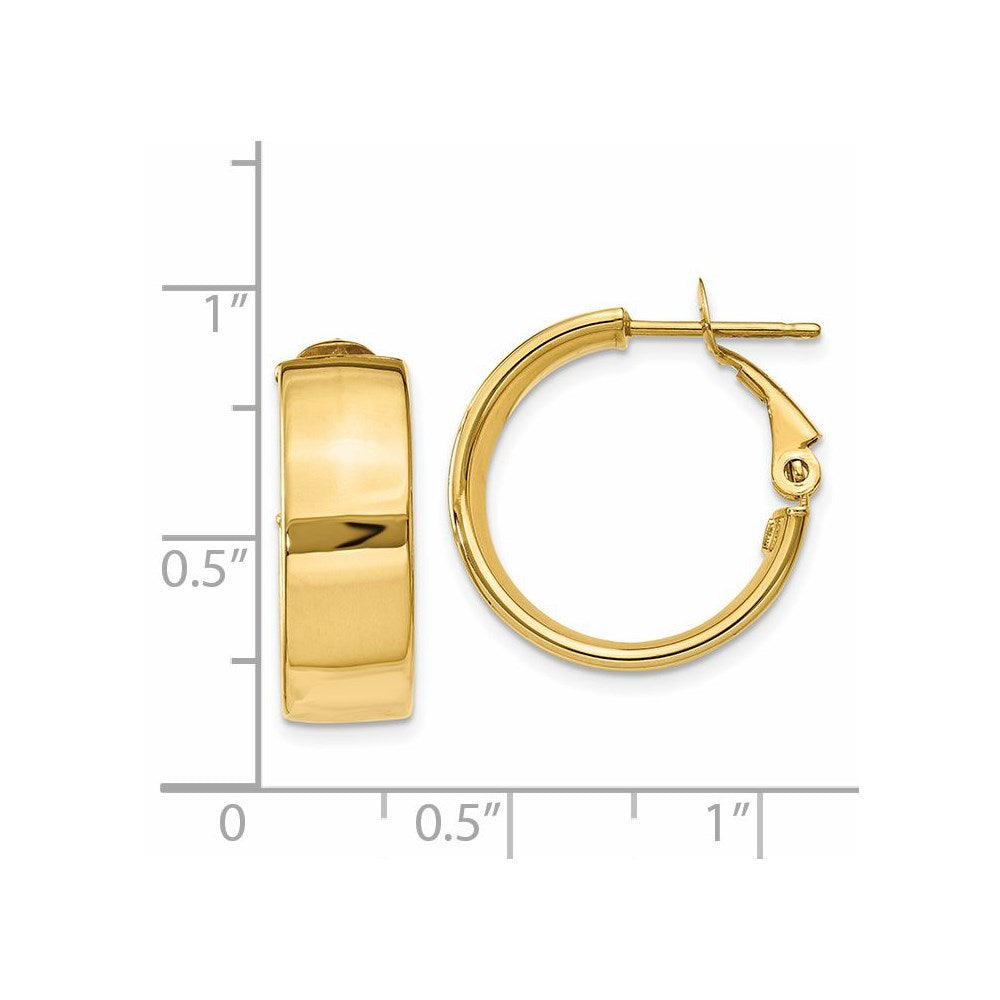 14k Yellow Gold 19.5 mm Omega Back Hoop Earrings