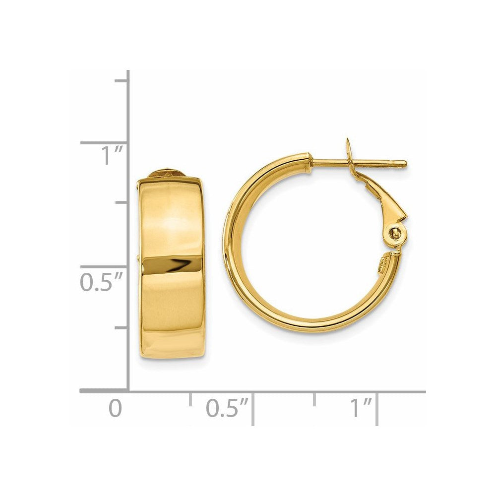 14k Yellow Gold 19.5 mm Omega Back Hoop Earrings (2.91 grams)