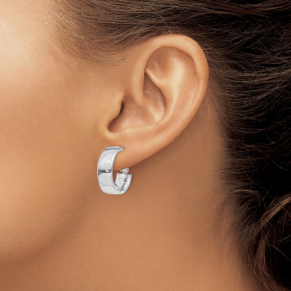 14k White Gold 19.5 mm  Omega Back Hoop Earrings (3.1 grams)