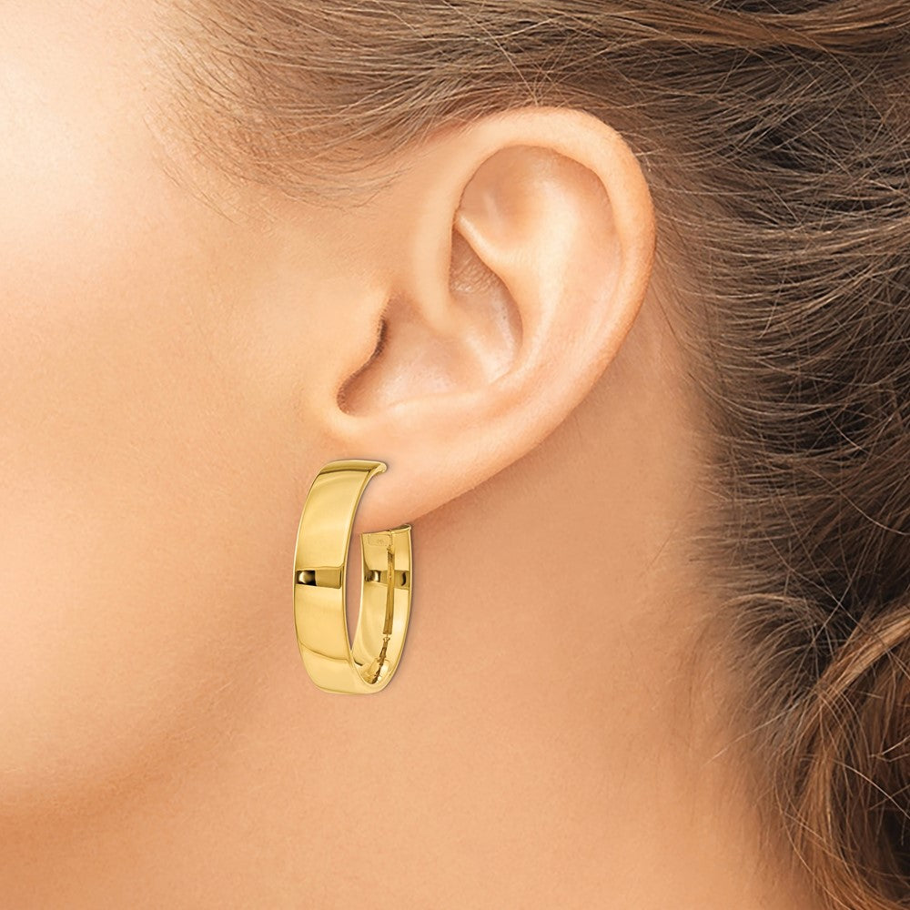14k Yellow Gold 30 mm Large Omega Back Hoop Earrings