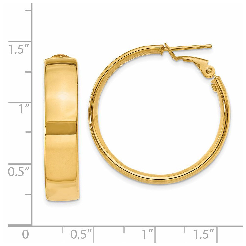 14k Yellow Gold 30 mm Large Omega Back Hoop Earrings