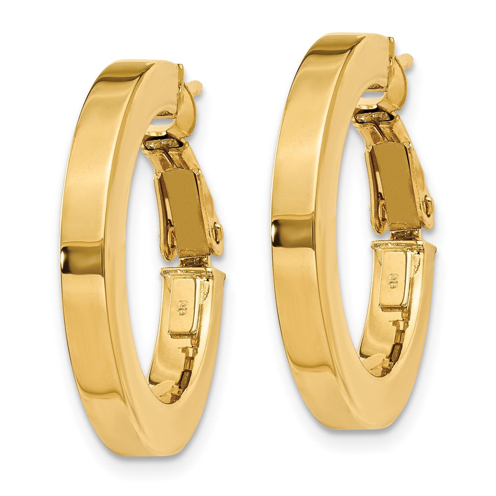 14k Yellow Gold 21.3 mm Square Tube Round Hoop Earrings