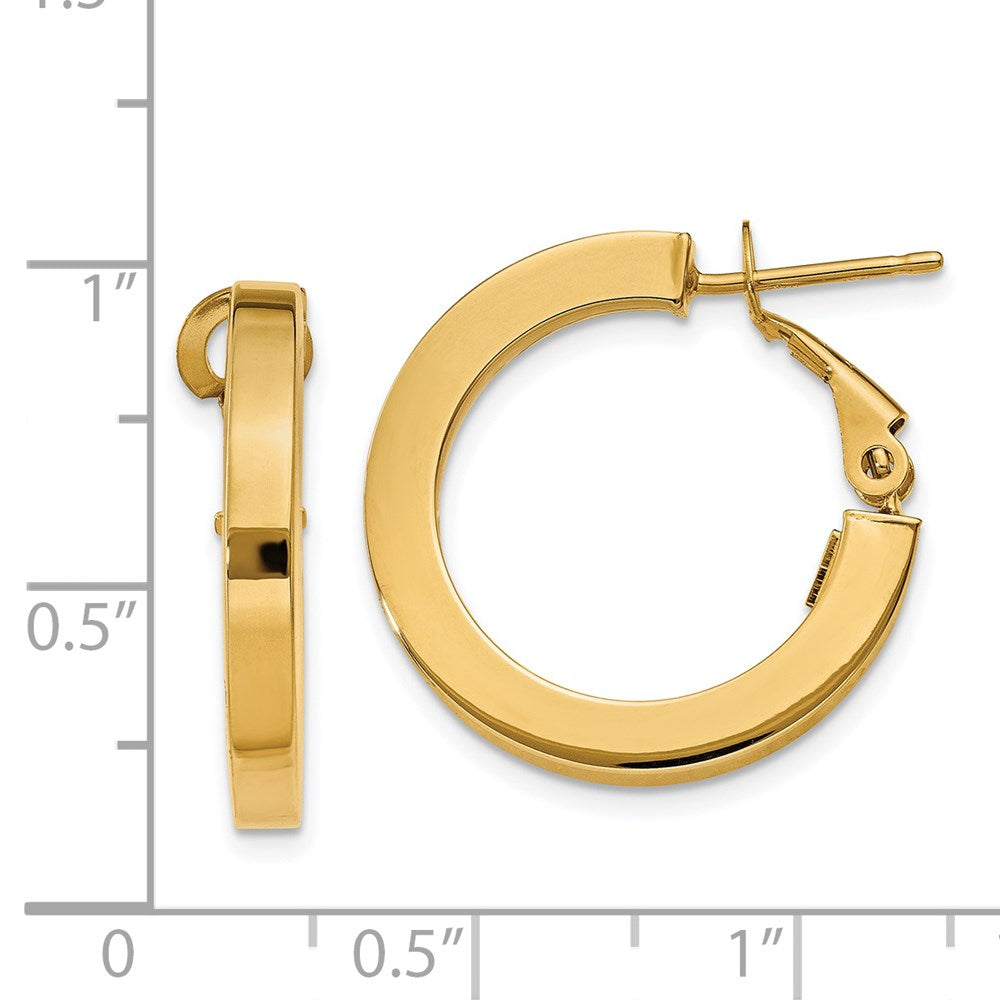 14k Yellow Gold 21.3 mm Square Tube Round Hoop Earrings