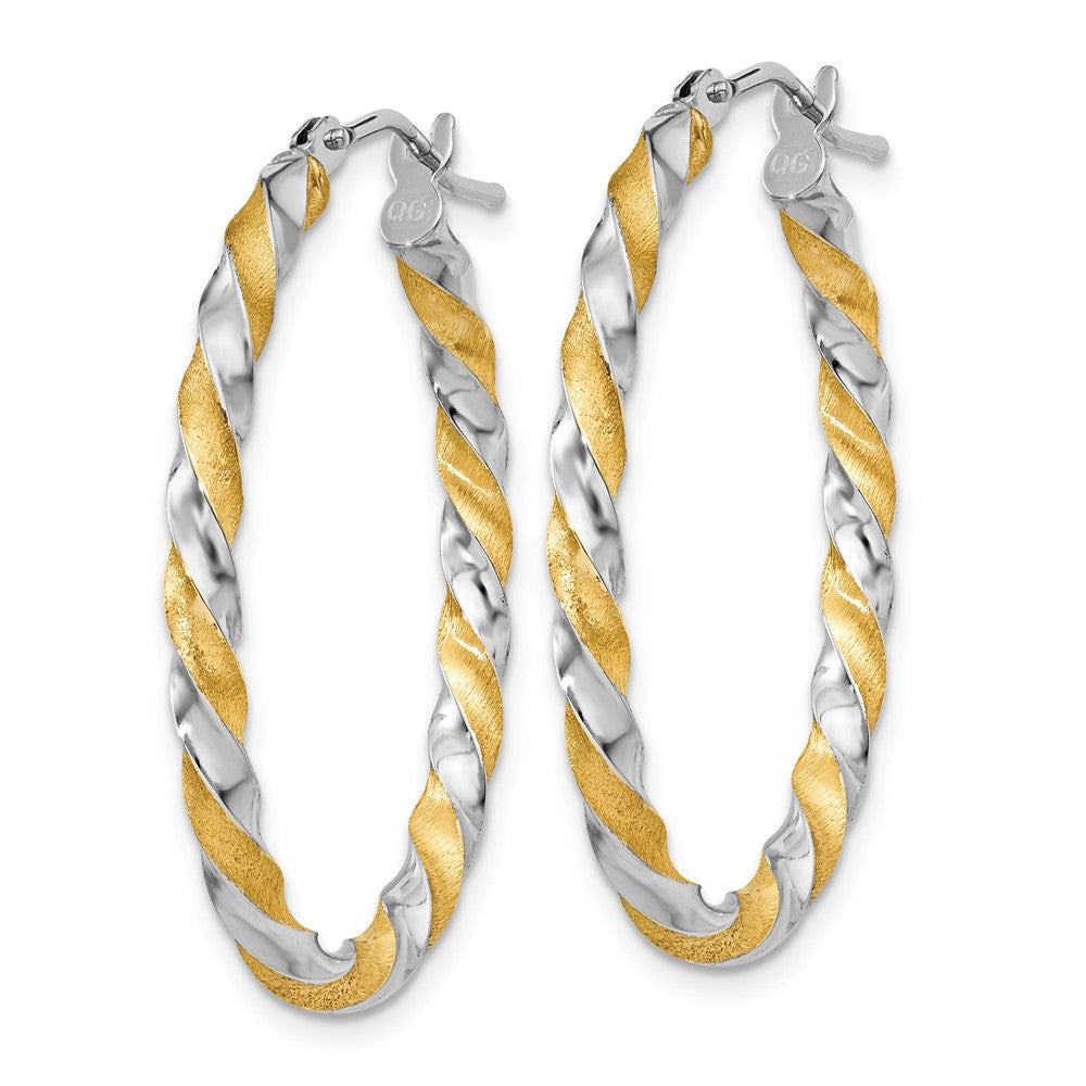 14k Yellow & Rhodium 23 mm  Twisted Hoop Earrings