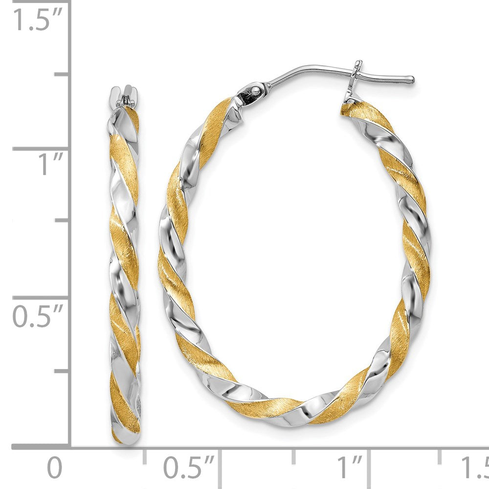 14k Yellow & Rhodium 23 mm  Twisted Hoop Earrings (1.74 grams)