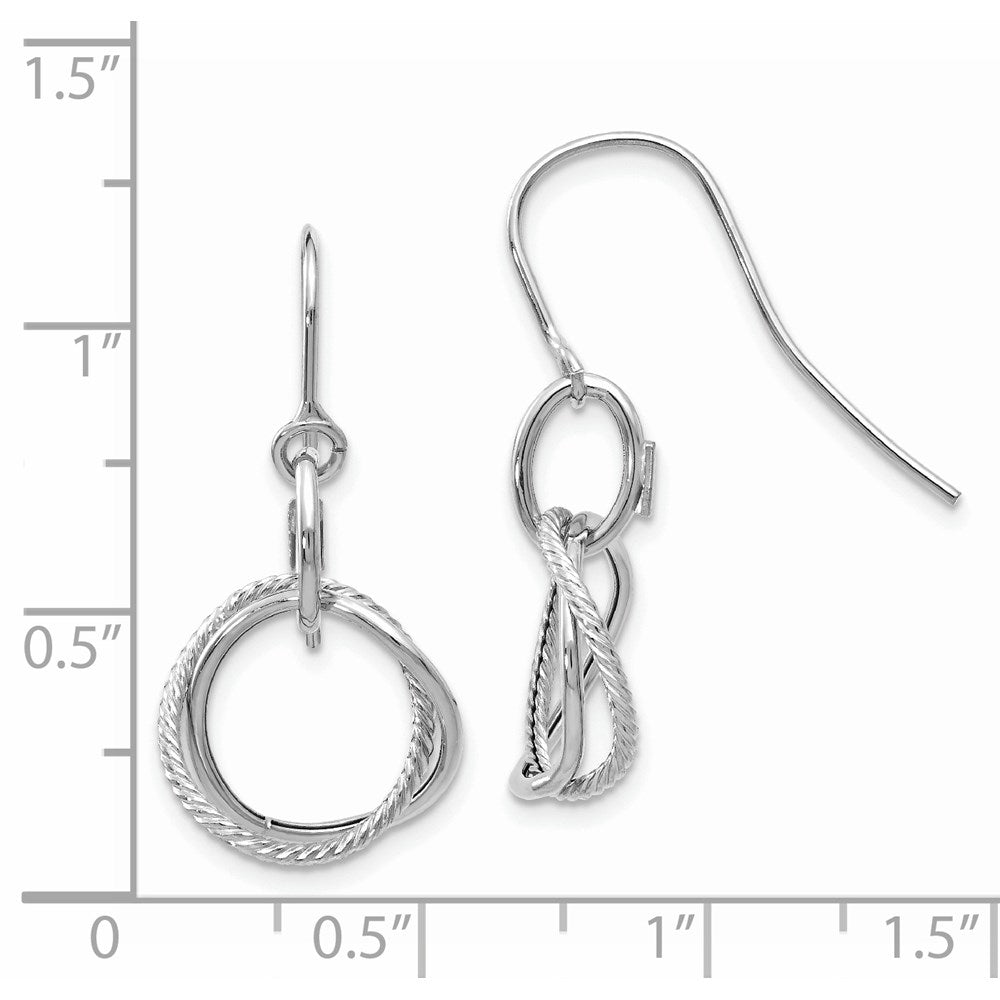 14k White Gold 12 mm  Small Twisted Circle Shepherd Hook Earrings