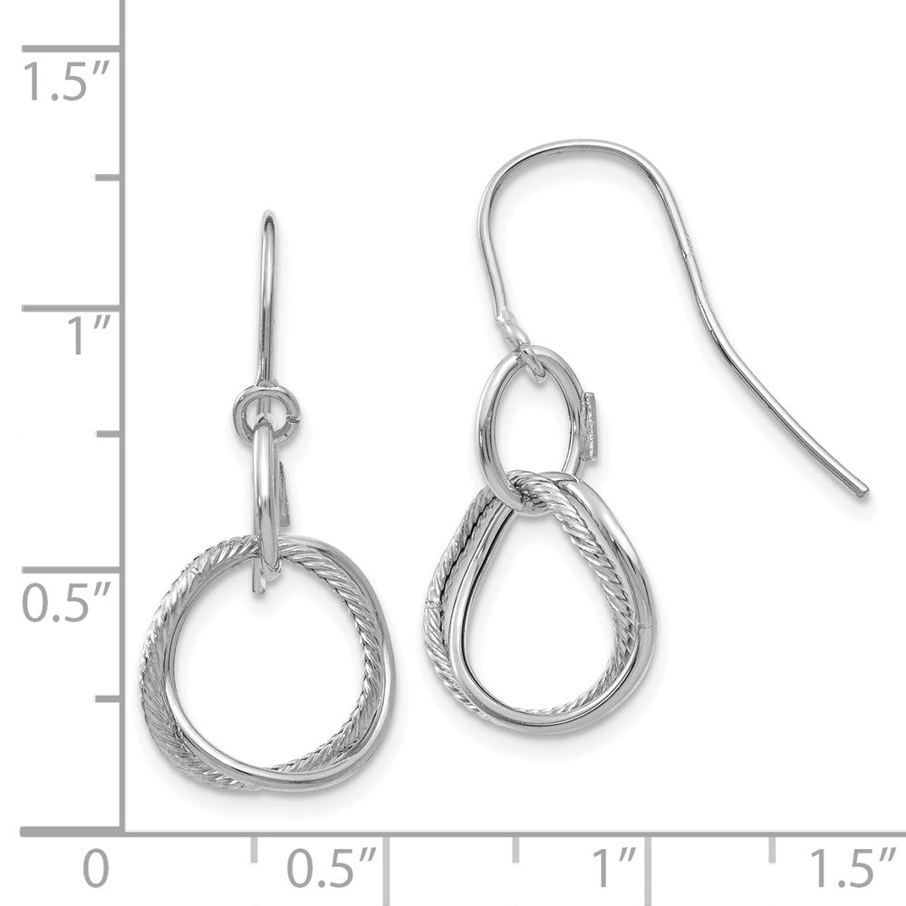 14k White Gold 12 mm  Small Twisted Circle Shepherd Hook Earrings
