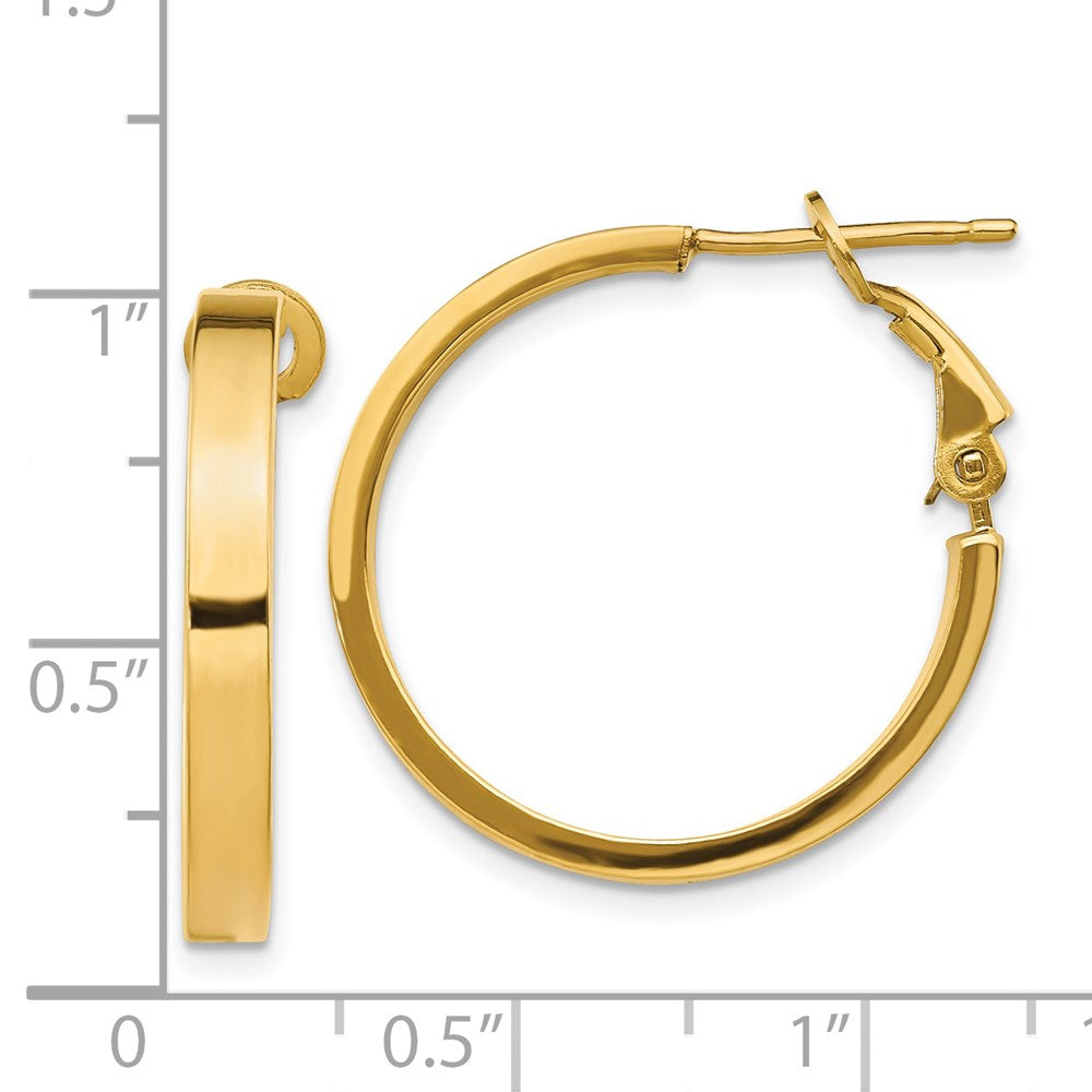 14k Yellow Gold 24.5 mm Polished Square Tube Round Hoop Earrings (2.09 grams)