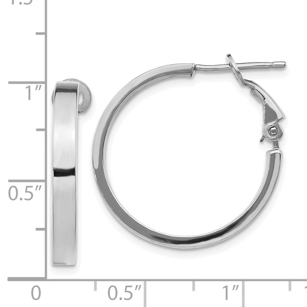 14k White Gold 24.5 mm Polished Square Tube Round Hoop Earrings (2.15 grams)