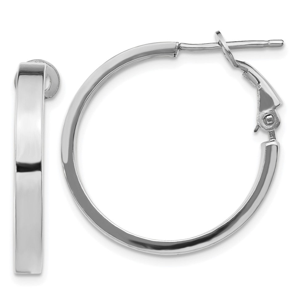 14k White Gold 24.5 mm Polished Square Tube Round Hoop Earrings
