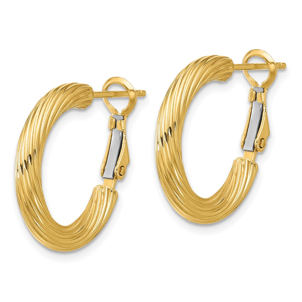 14k Yellow Gold 21 mm Twisted Round Hoop Earrings