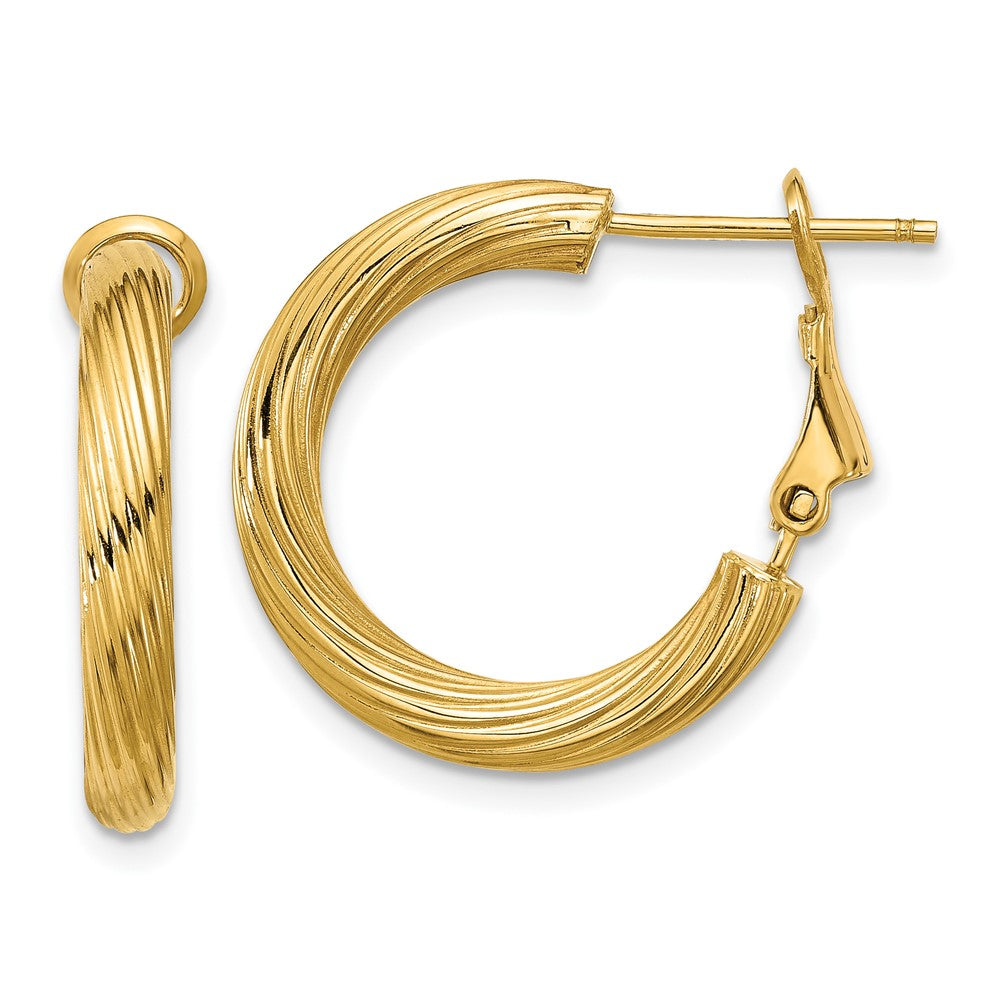 14k Yellow Gold 21 mm Twisted Round Hoop Earrings