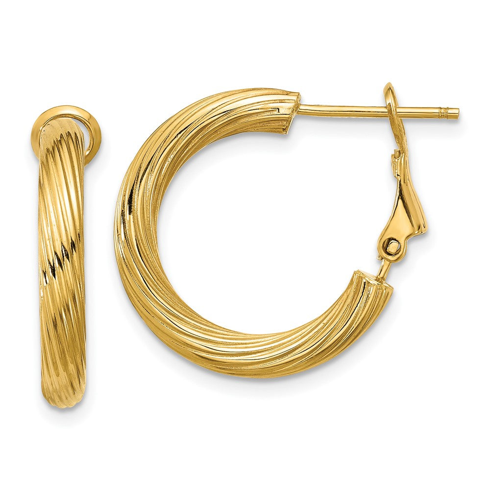 14k Yellow Gold 21 mm Twisted Round Hoop Earrings (2.58 grams)