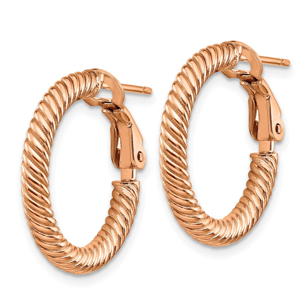 14k Rose Gold 21 mm Rose Gold Twisted Round Hoop Earrings
