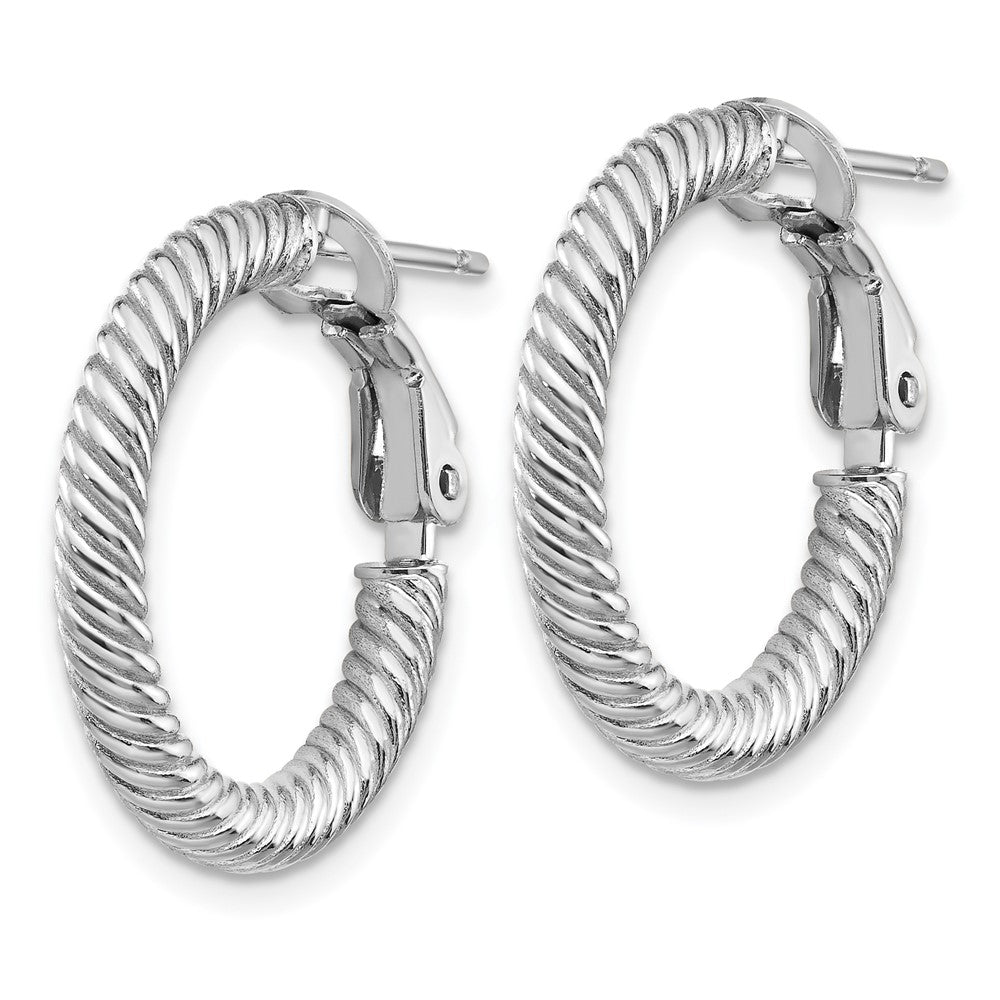 14k White Gold 21 mm  Twisted Round Hoop Earrings