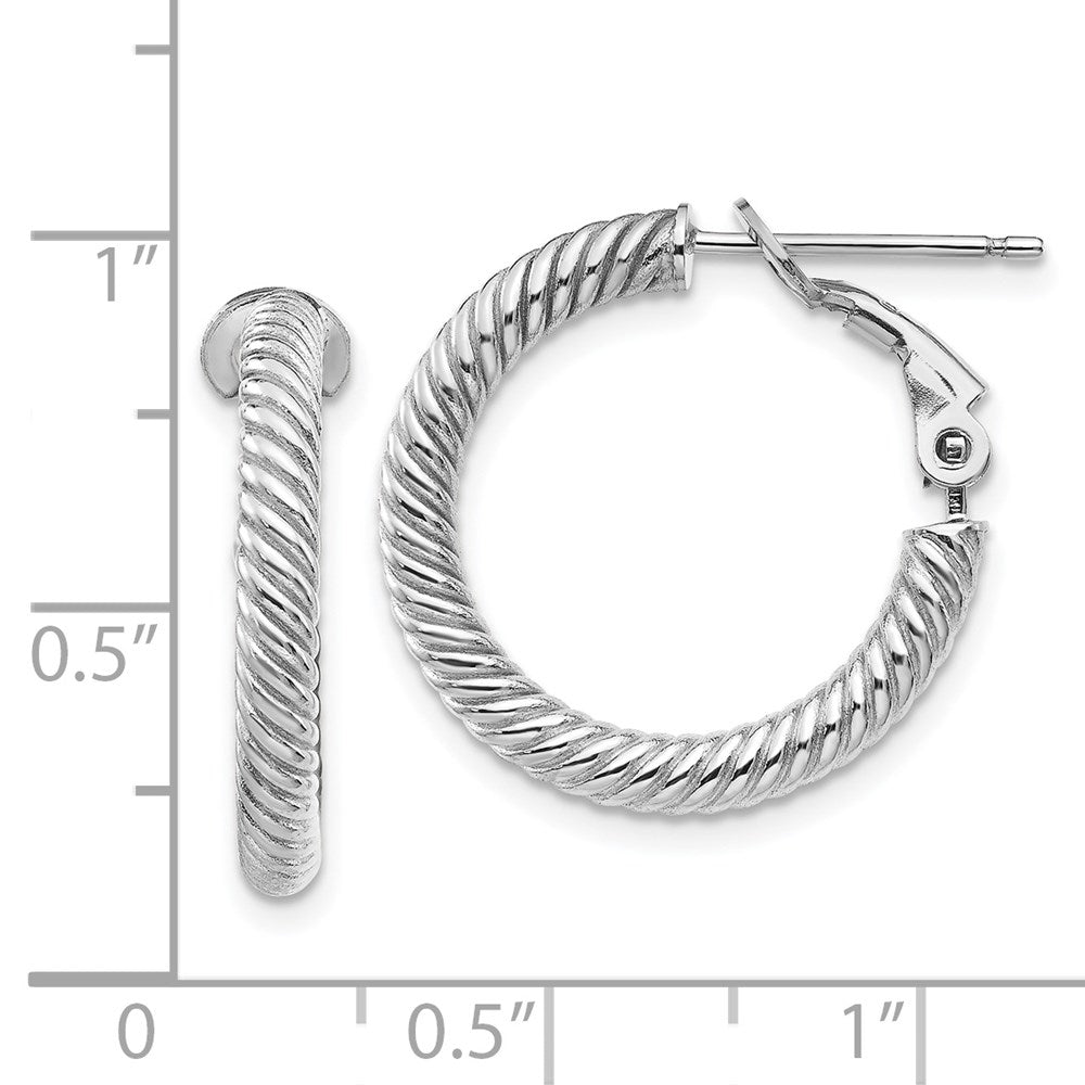 14k White Gold 21 mm  Twisted Round Hoop Earrings (2.31 grams)