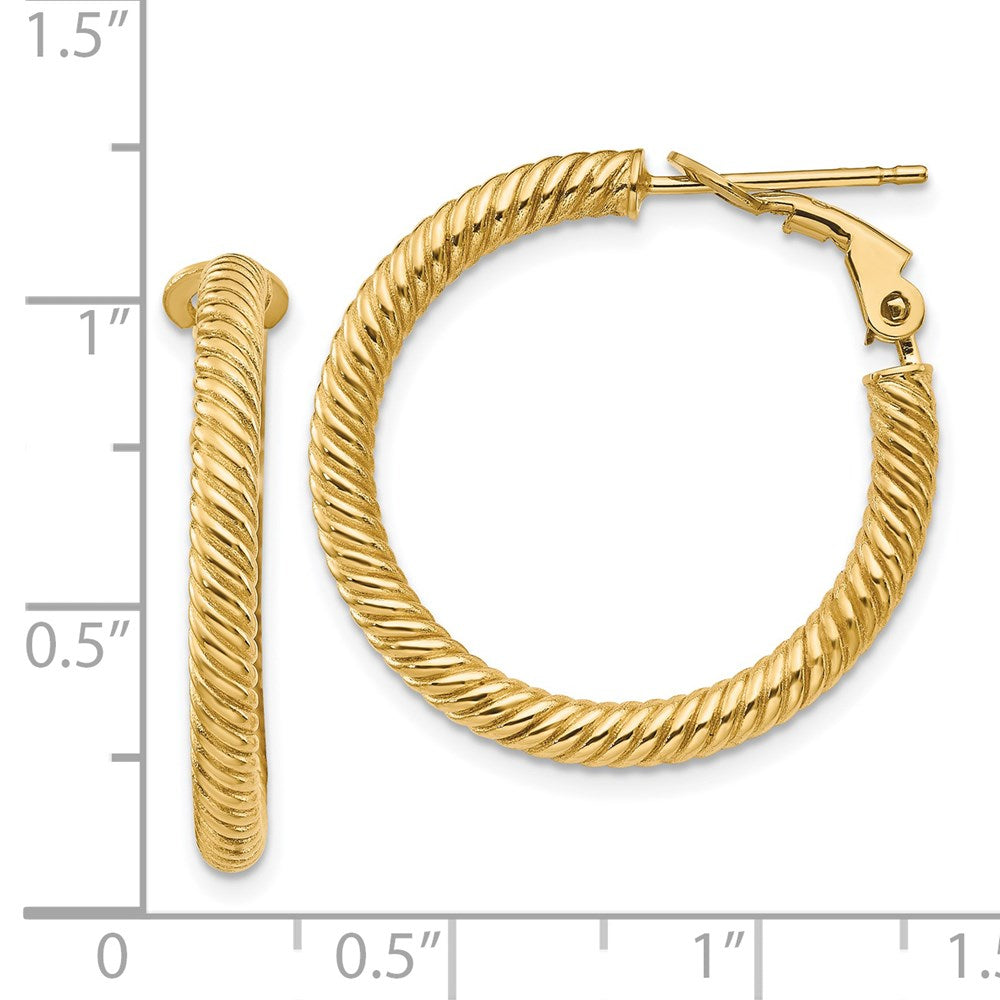 14k Yellow Gold 26.25 mm Twisted Round Hoop Earrings (2.42 grams)