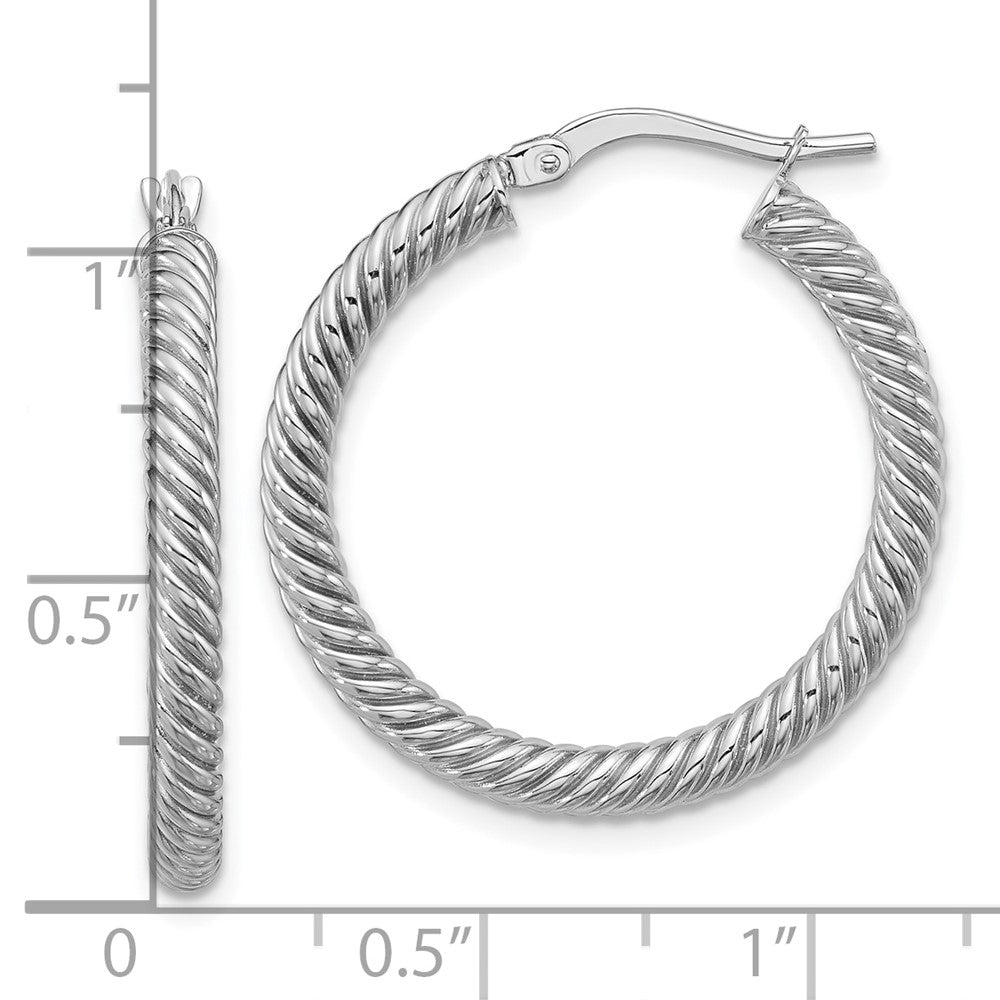 14k White Gold 26.25 mm  Twisted Round Hoop Earrings (2.31 grams)