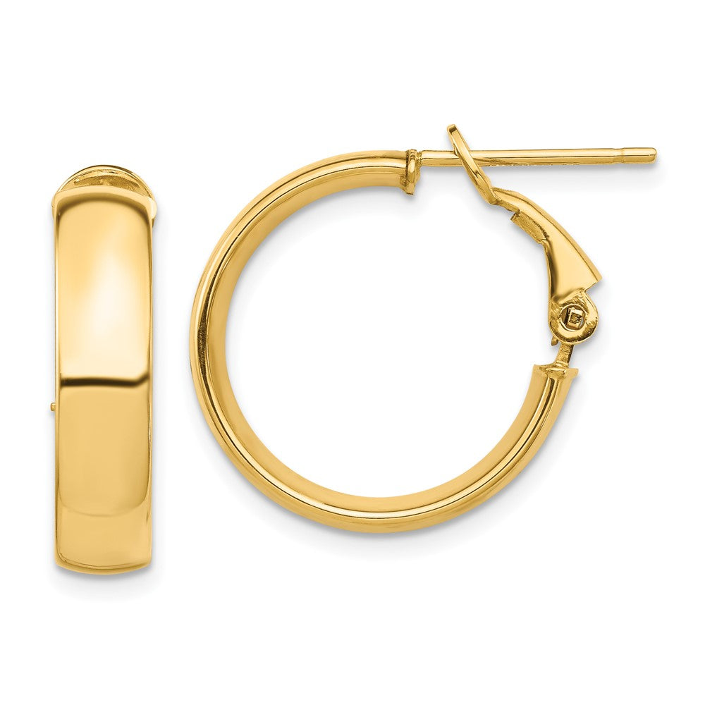 14k Yellow Gold 19.76 mm Omega Back Hoop Earrings
