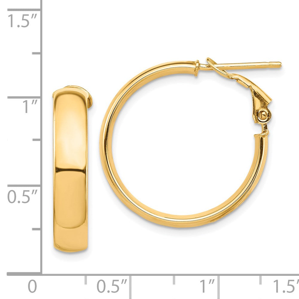 14k Yellow Gold 24.27 mm Omega Back Hoop Earrings