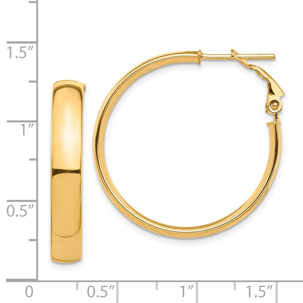 14k Yellow Gold 30 mm Omega Back Hoop Earrings (3.77 grams)