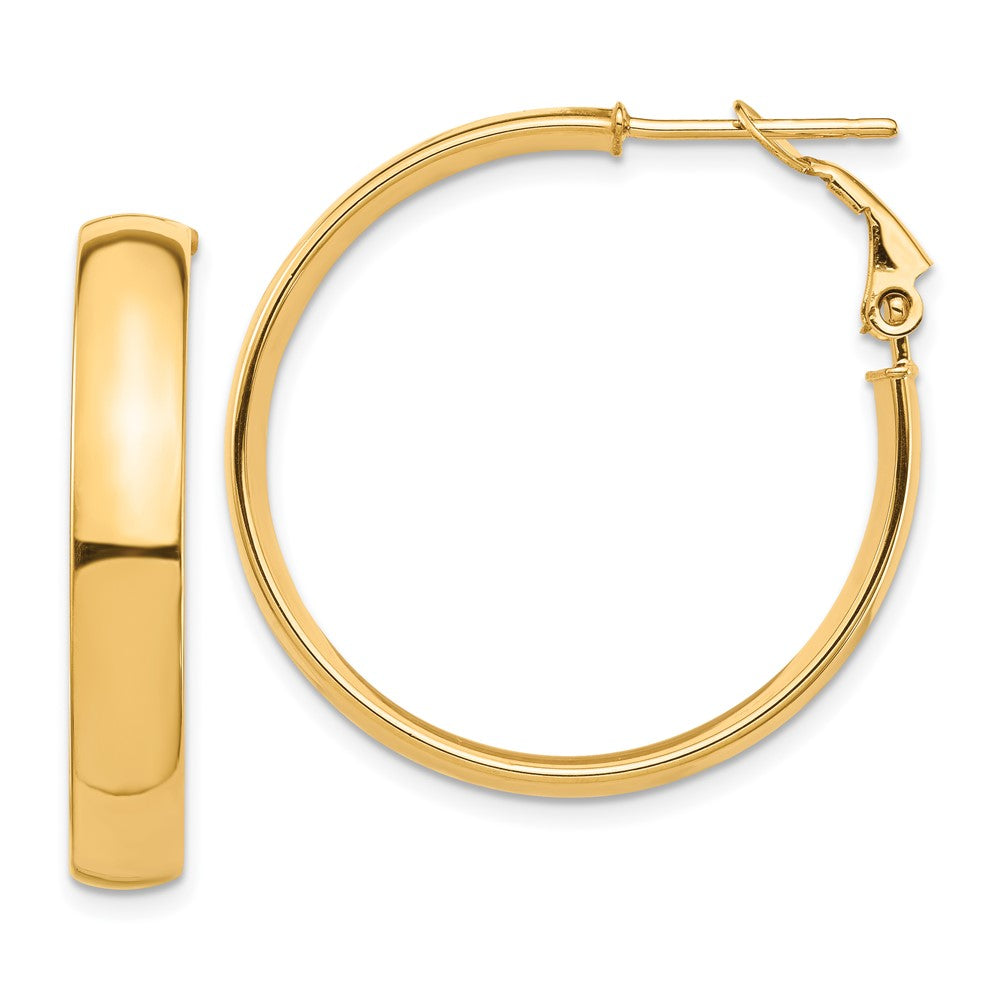 14k Yellow Gold 30 mm Omega Back Hoop Earrings