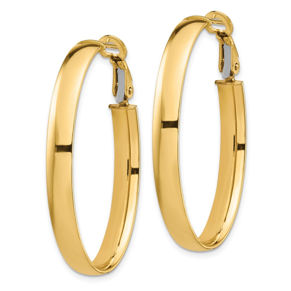 14k Yellow Gold 26.68 mm Omega Back Oval Hoop Earrings (4.21 grams)