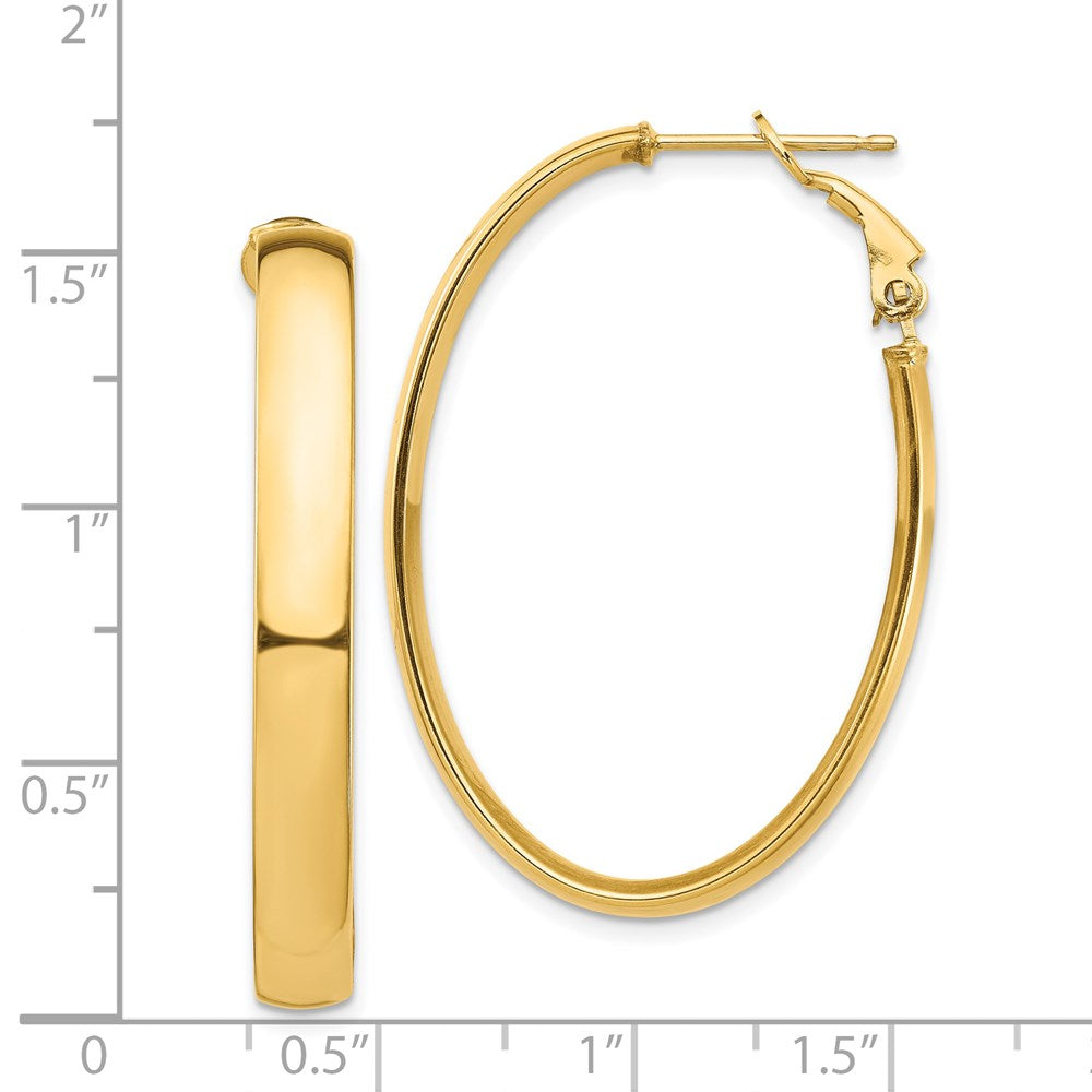 14k Yellow Gold 26.68 mm Omega Back Oval Hoop Earrings (4.21 grams)