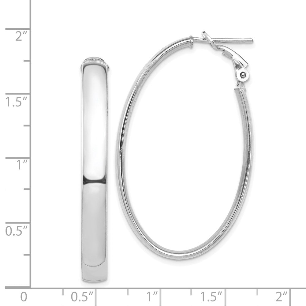 14k White Gold 28.31 mm Omega Back Oval Hoop Earrings (4.83 grams)