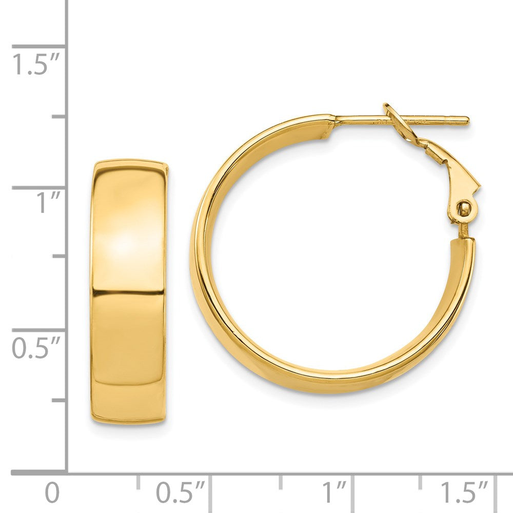 14k Yellow Gold 24.5 mm Omega Back Hoop Earrings (3.89 grams)