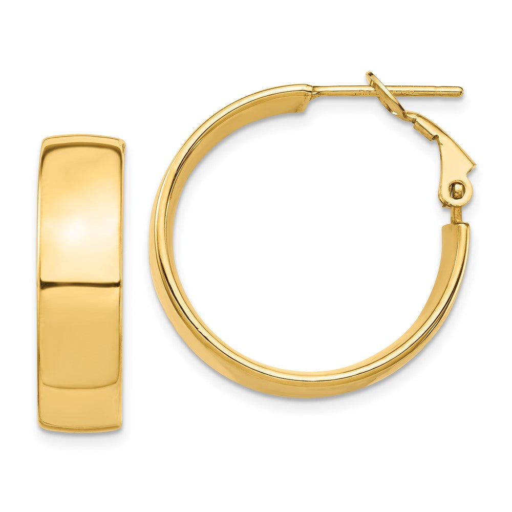 14k Yellow Gold 24.5 mm Omega Back Hoop Earrings (3.89 grams)